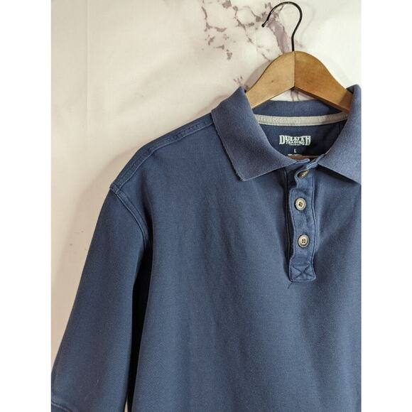 Duluth Shirt Mens Large Blue Polo Short Sleeve Navy Gusseted Top Trading Co - Picture 2 of 9